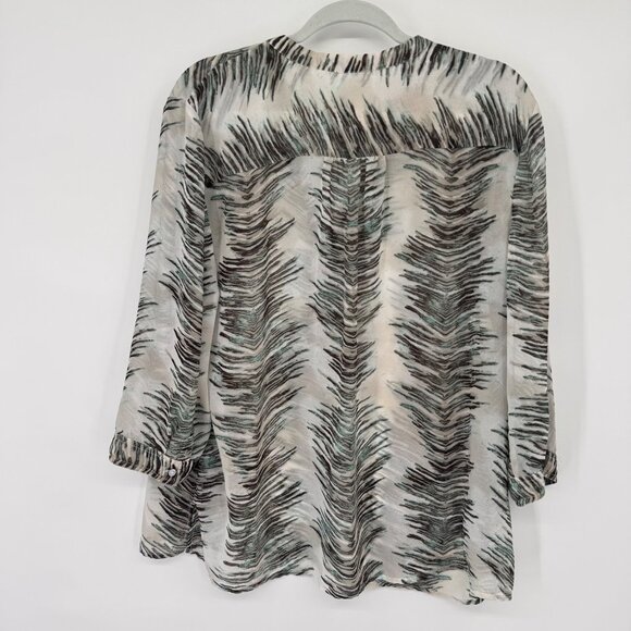 Chicos 3 Womens Zebra Print Button-Front Tunic Top Size XL  Long Sleeve - Picture 3 of 11